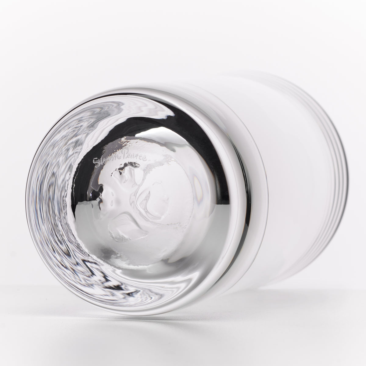 A clear glass shown on a clean white background.