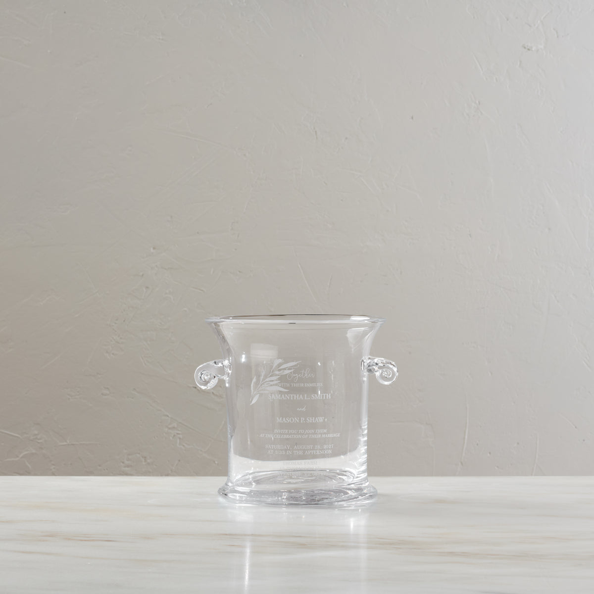 Norwich Ice Bucket - L with Engraved Wedding Invitation