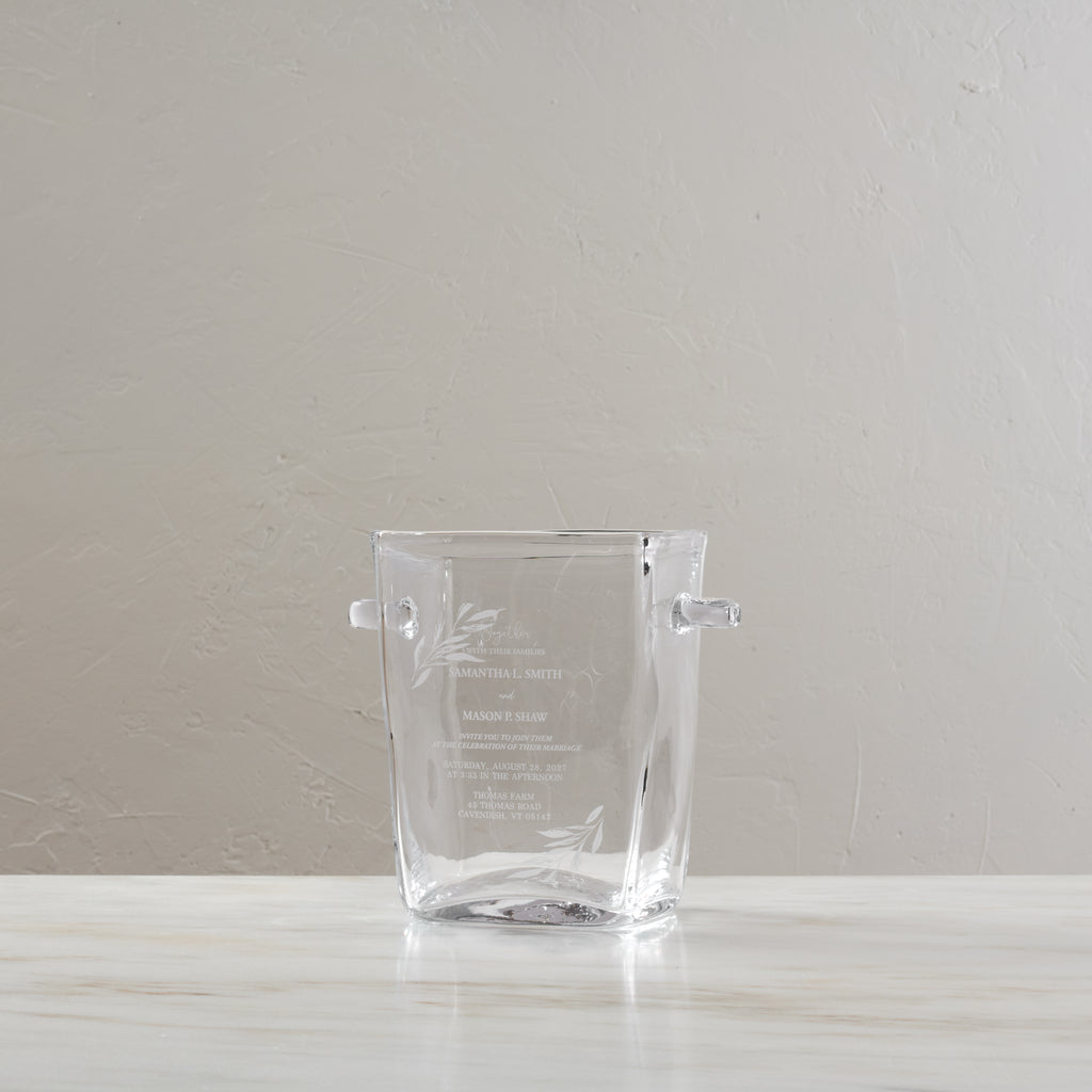 Woodbury Ice Bucket with Engraved Wedding Invitation view 2