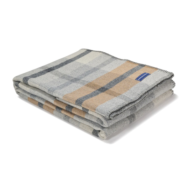 Heritage Beige Northfield Plaid Wool Throw Blanket view 2