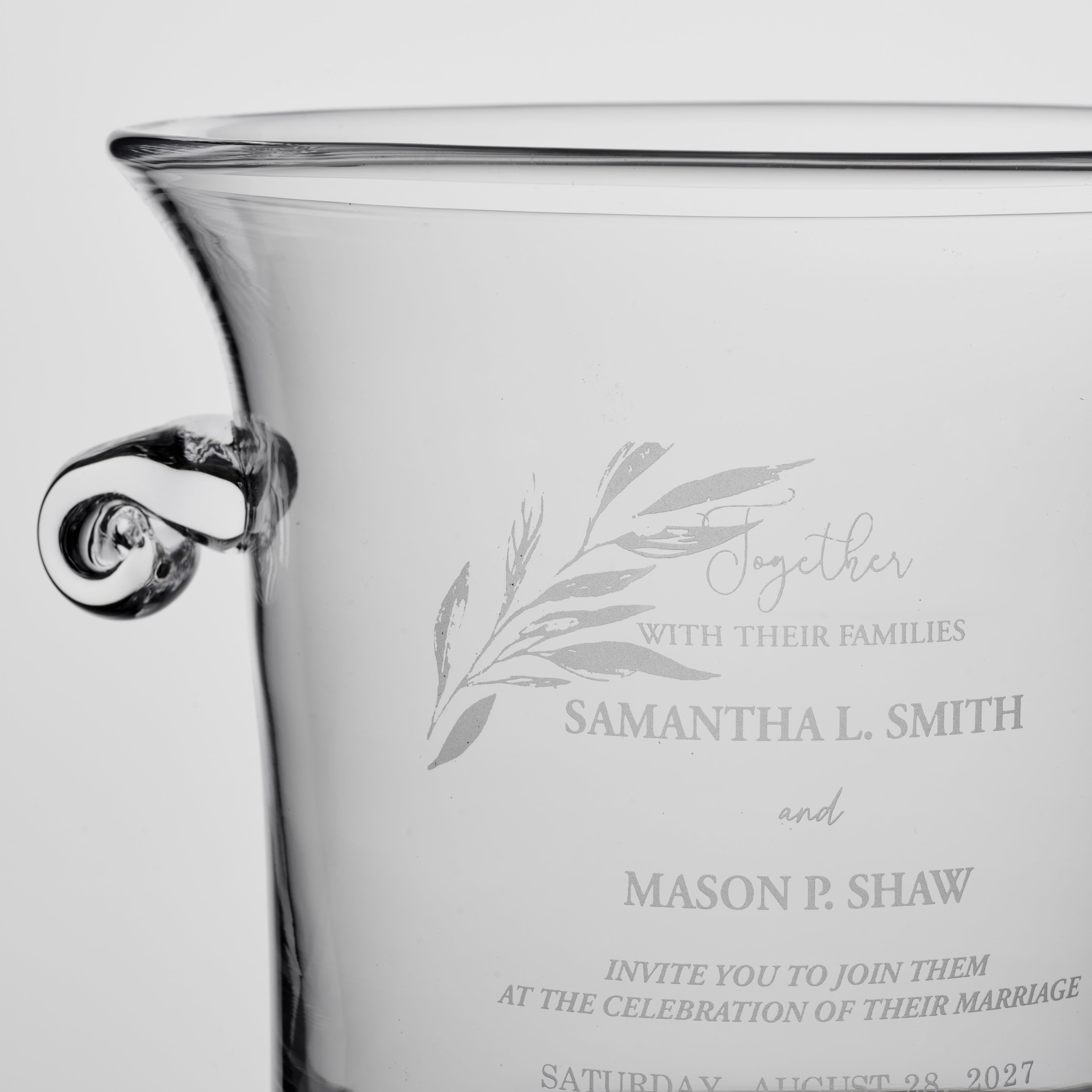 Norwich Ice Bucket - L with Engraved Wedding Invitation