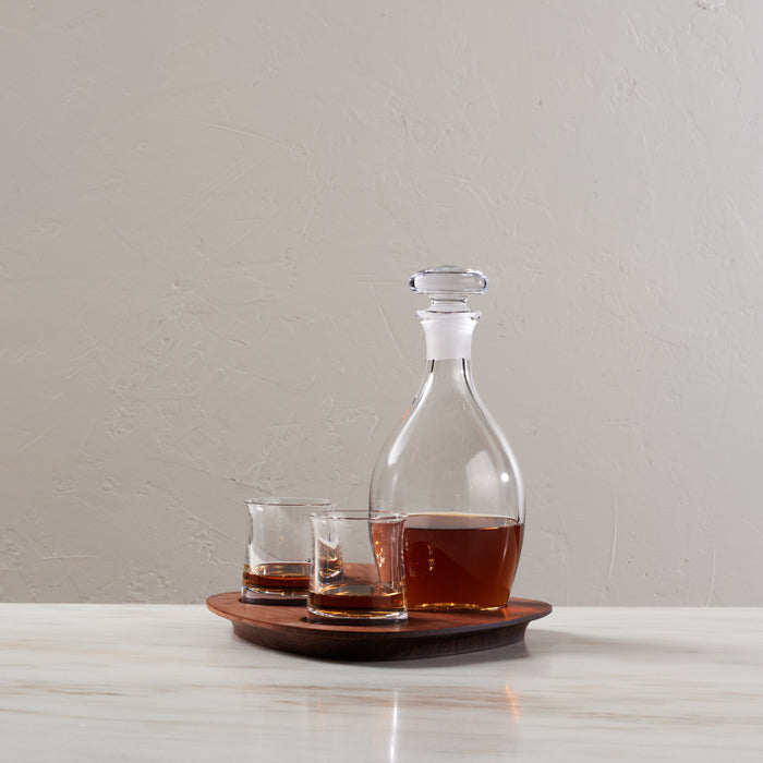 Shoreham Decanter and Whiskey Set with Walnut Wood Base view 2