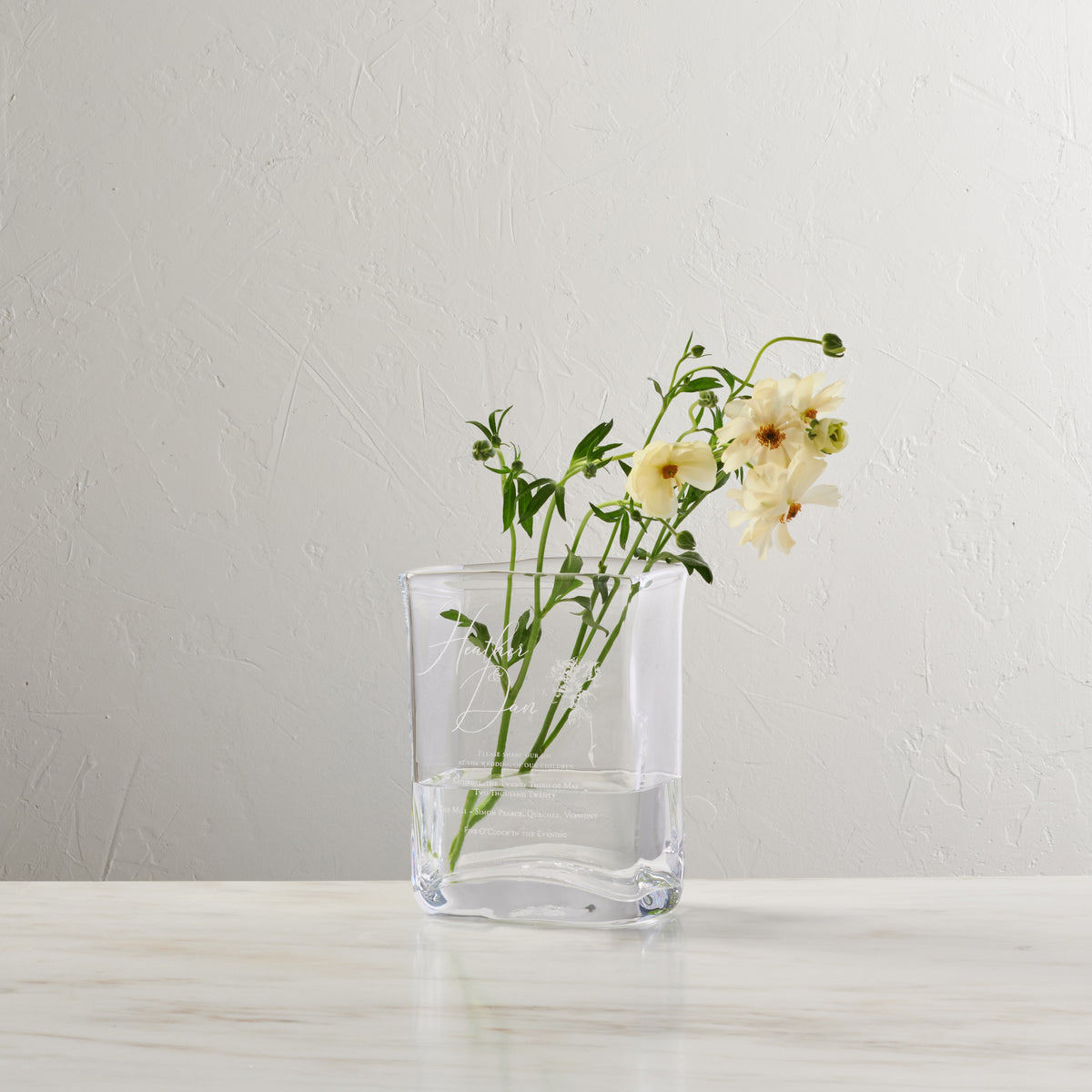 Engraved Weston Vase - L with Wedding Invitation