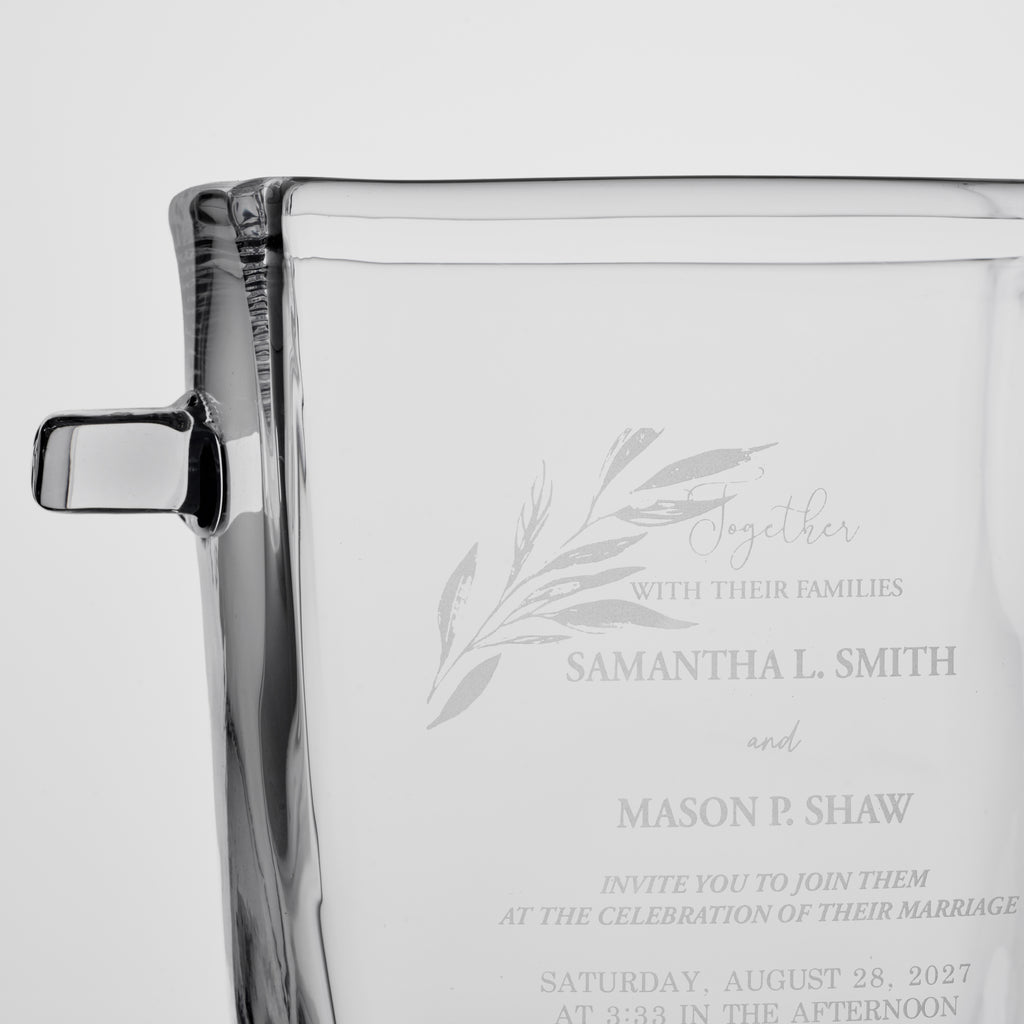 Woodbury Ice Bucket with Engraved Wedding Invitation view 3