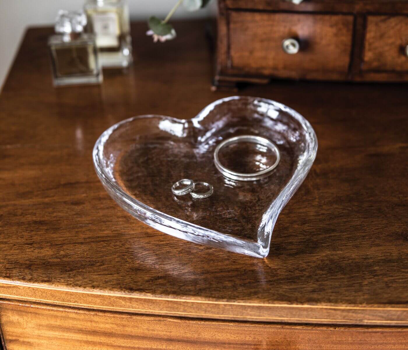 Simon Pearce Heart Tray, Clear Glass