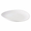White oval dinnerware plate with shallow curved sides and smooth finish.