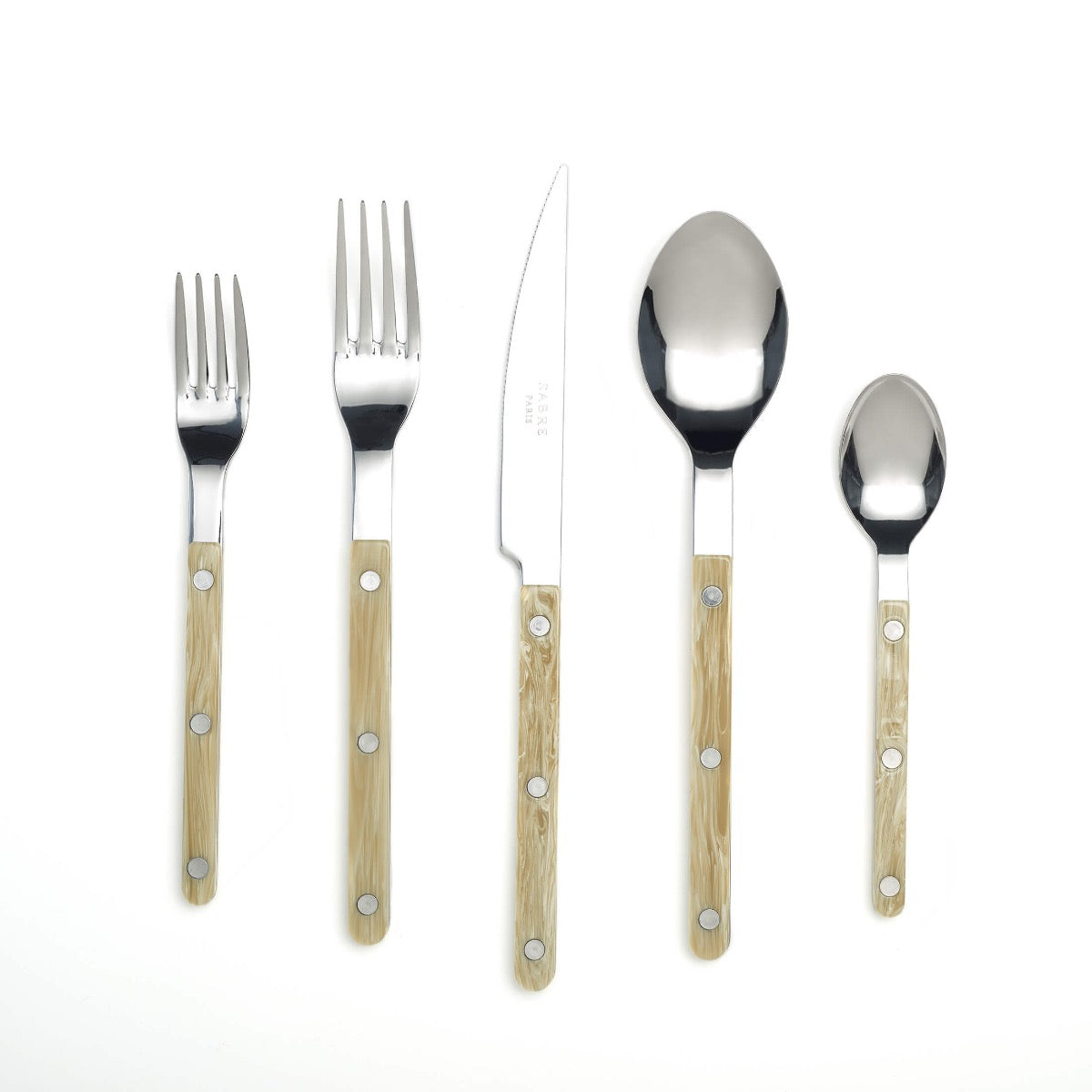 Horn Handle 5-Piece Flatware Setting