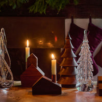 Hauskaa Wooden Mid-Century Modern Ranch Candlestick Holder view 2