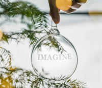 Engraved "Imagine" Round Ornament in Gift Box view 2