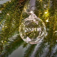 Engraved "Inspire" Round Ornament in Gift Box view 3