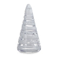 Clear conical tree with frosted and transparent banded sections in a cone shape.
