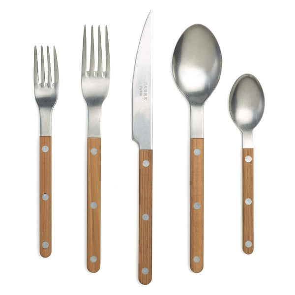 Teak Handle 5-Piece Flatware Setting view 1