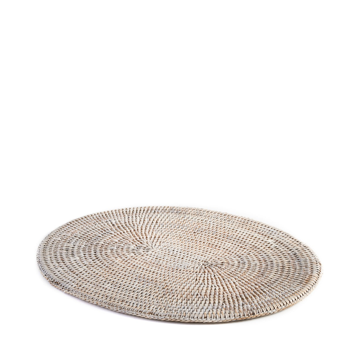 Rattan Oval Placemat — White Wash
